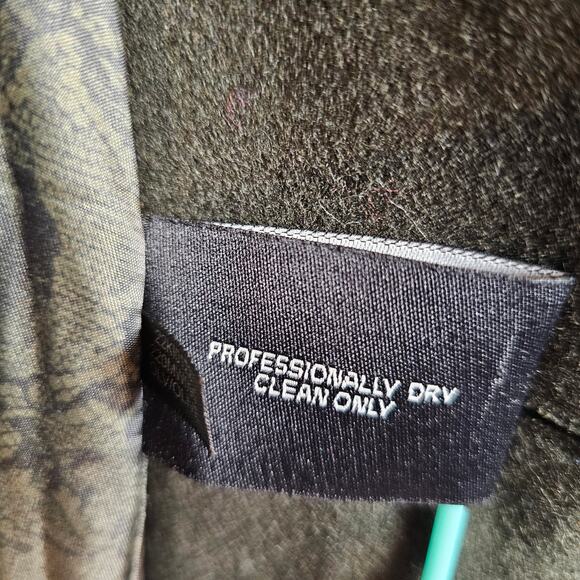 Women's Large Guess Red Wool Blend Long Trench Pea Coat Double-Breasted Military - Picture 7 of 12